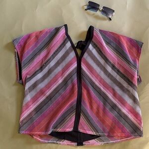 Rainbow striped mesh top by Rachel Roy